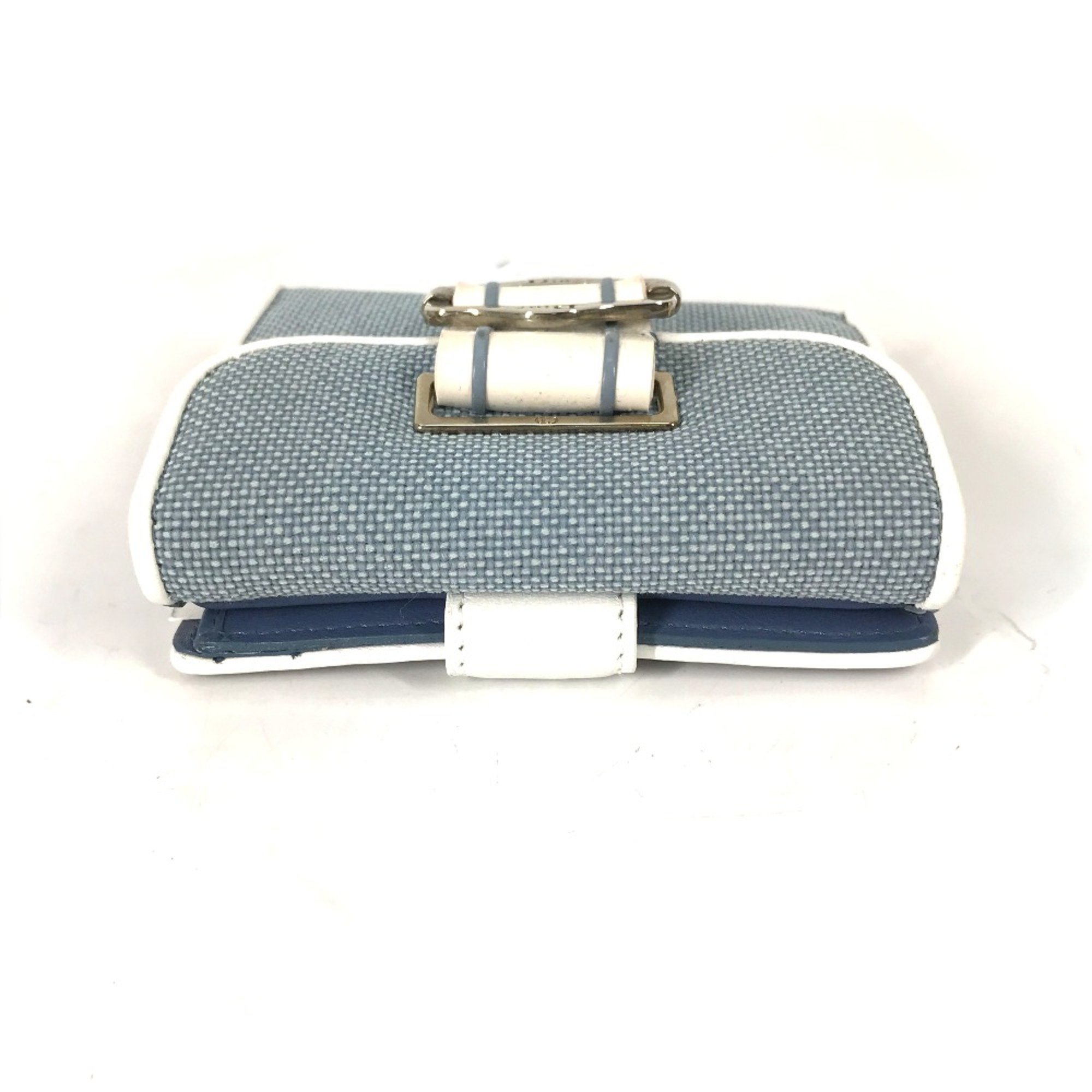 CHRISTIAN DIOR Bicolor logo Compact wallet Folded wallet blue