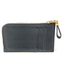 CHRISTIAN DIOR S5131UWHC_M900 Caro Cannage L-shaped zipper coin compartment wallet card case coin purse Black GoldHardware