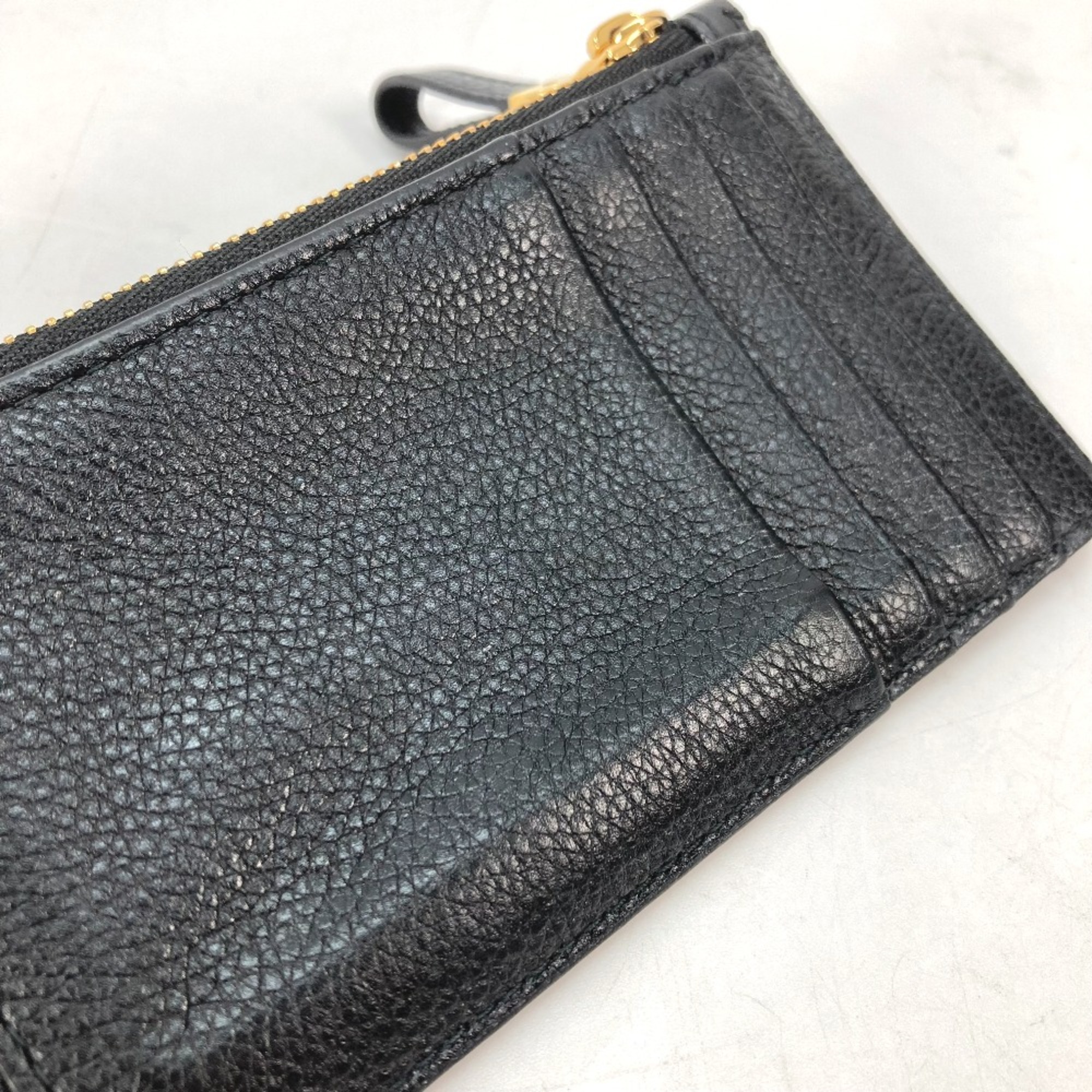 CHRISTIAN DIOR S5131UWHC_M900 Caro Cannage L-shaped zipper coin compartment wallet card case coin purse Black GoldHardware