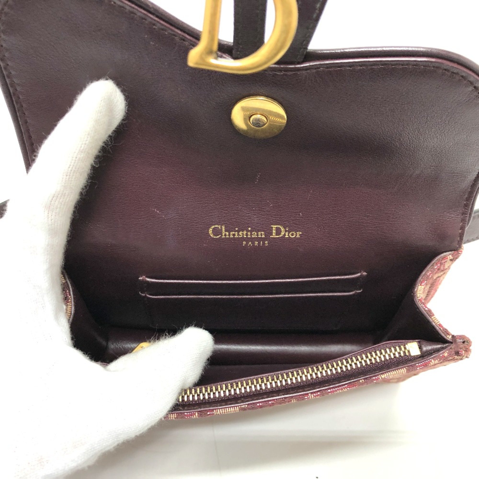 Christian CHRISTIAN DIOR Trotter Waist pouch body bag Bordeaux GoldHardware