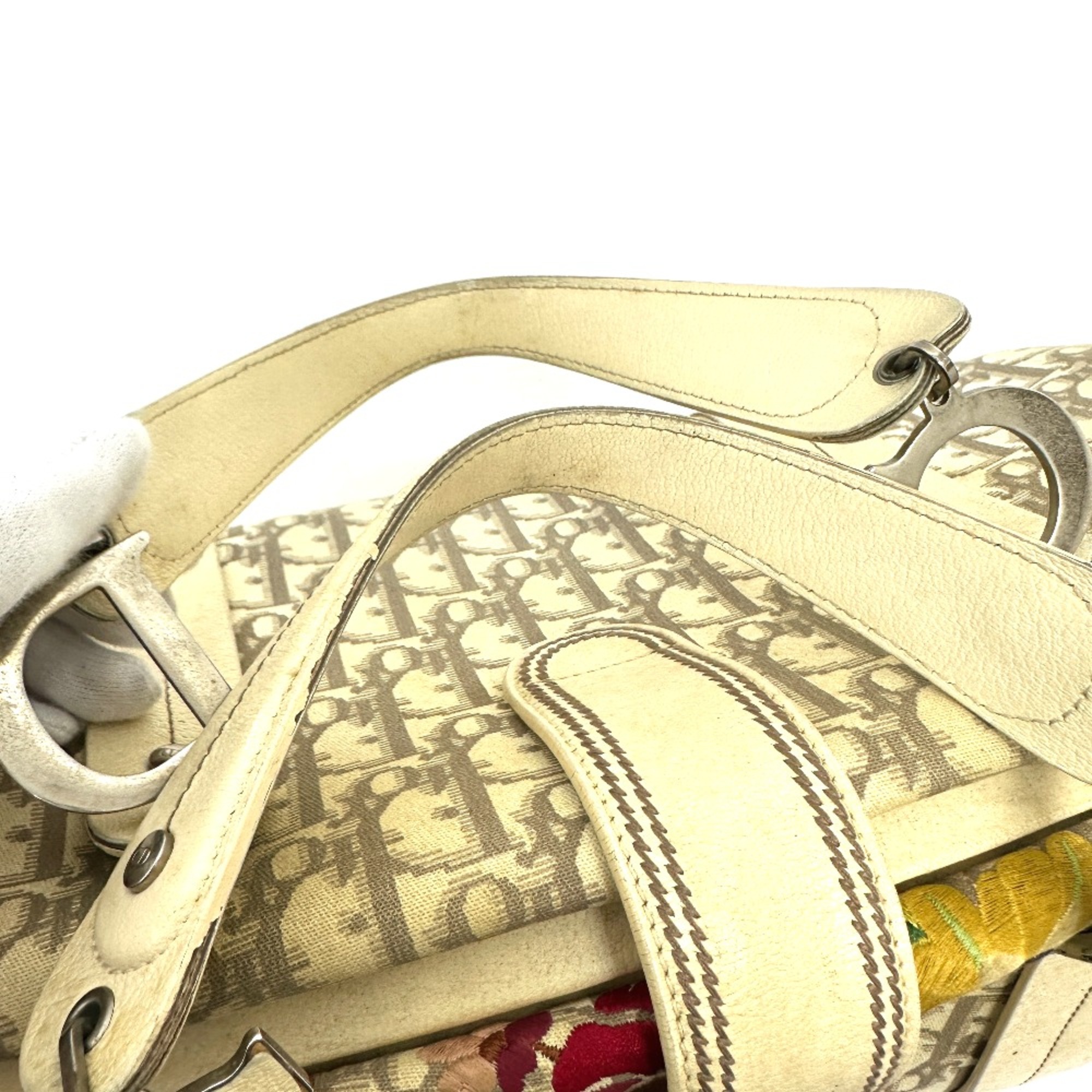 CHRISTIAN DIOR Kisslock Boston Hand Bag Beige Multicolore/SilverHardware