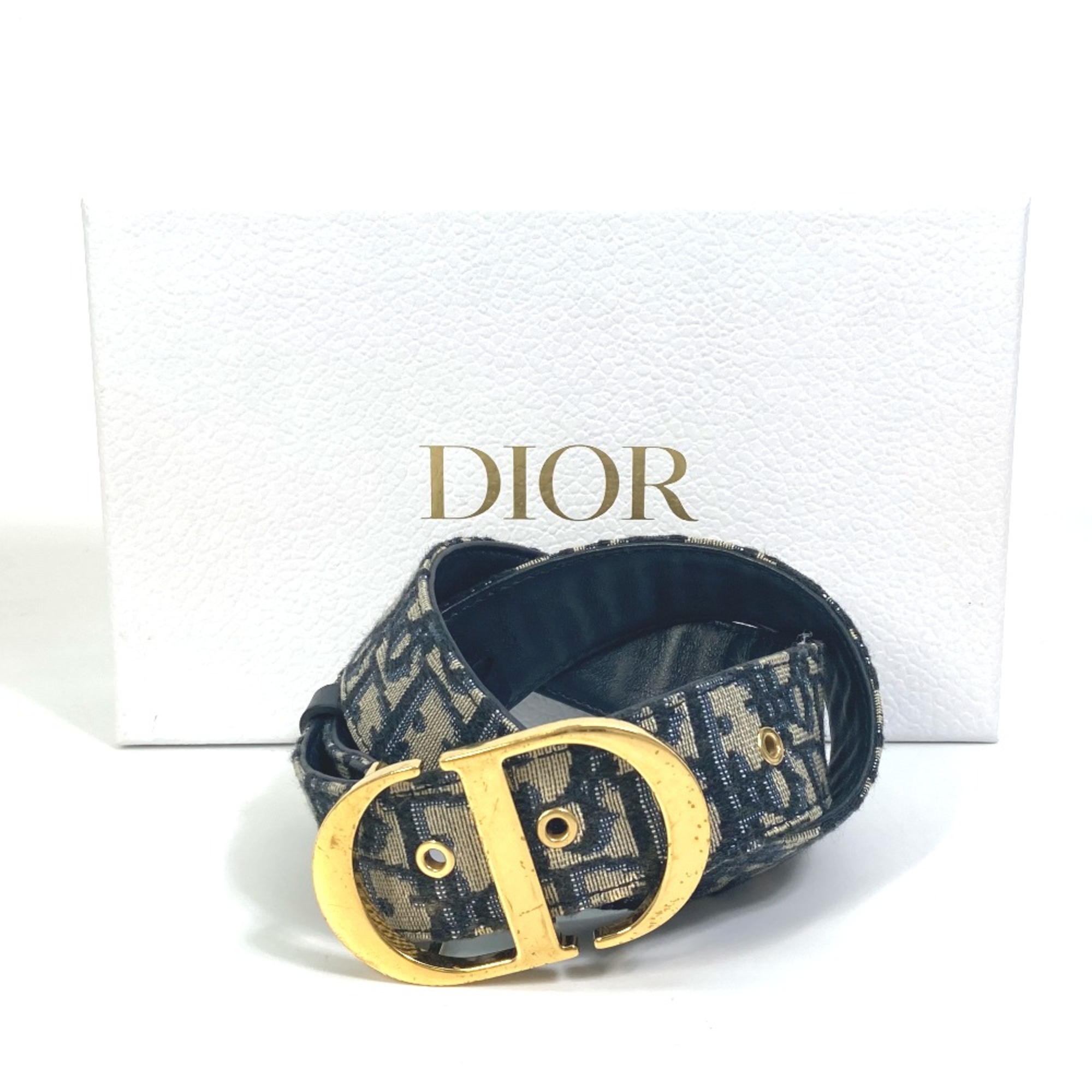 CHRISTIAN DIOR CD buckle belt Navy