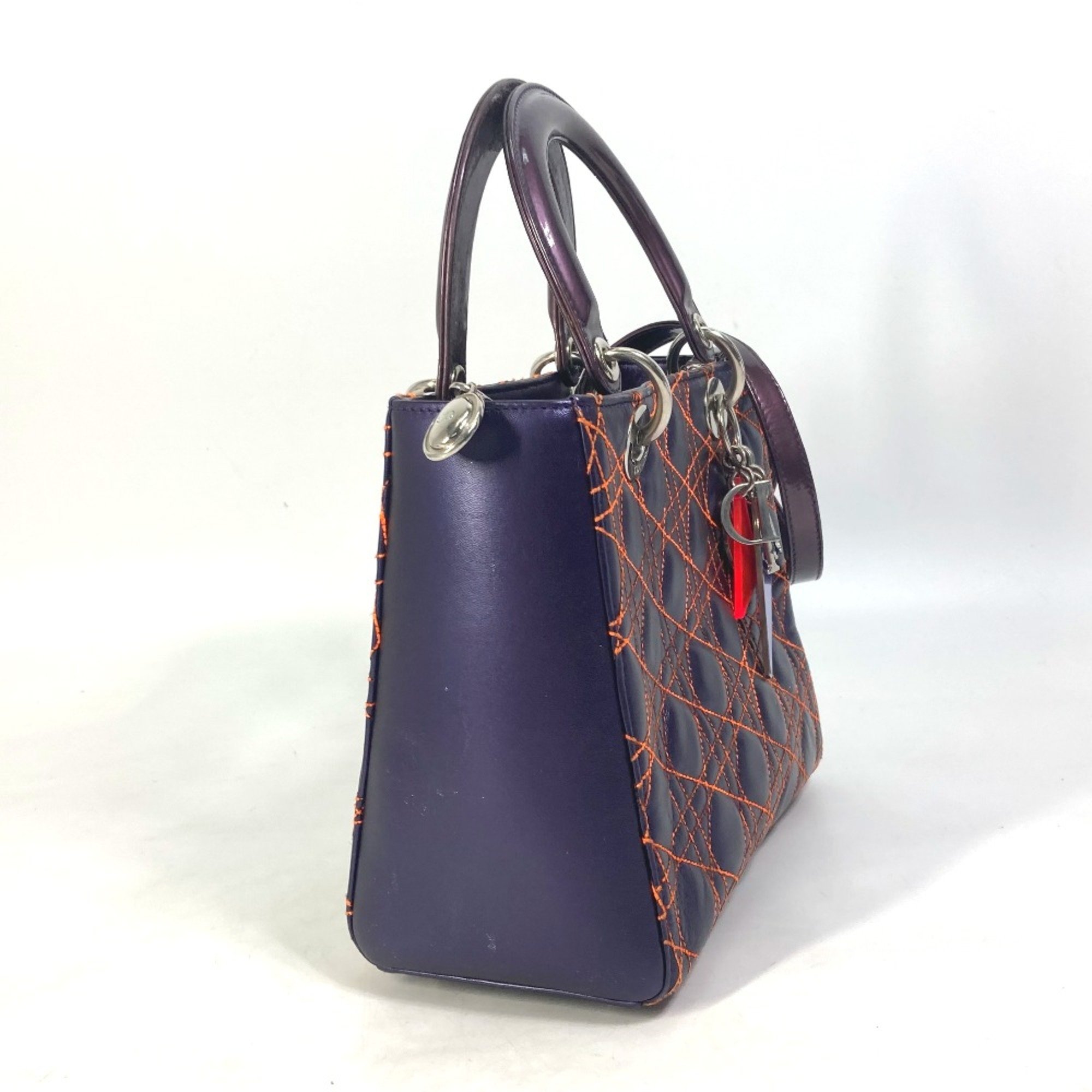 CHRISTIAN DIOR Cannage Quilted bag Crossbody Hand Bag purple Orange