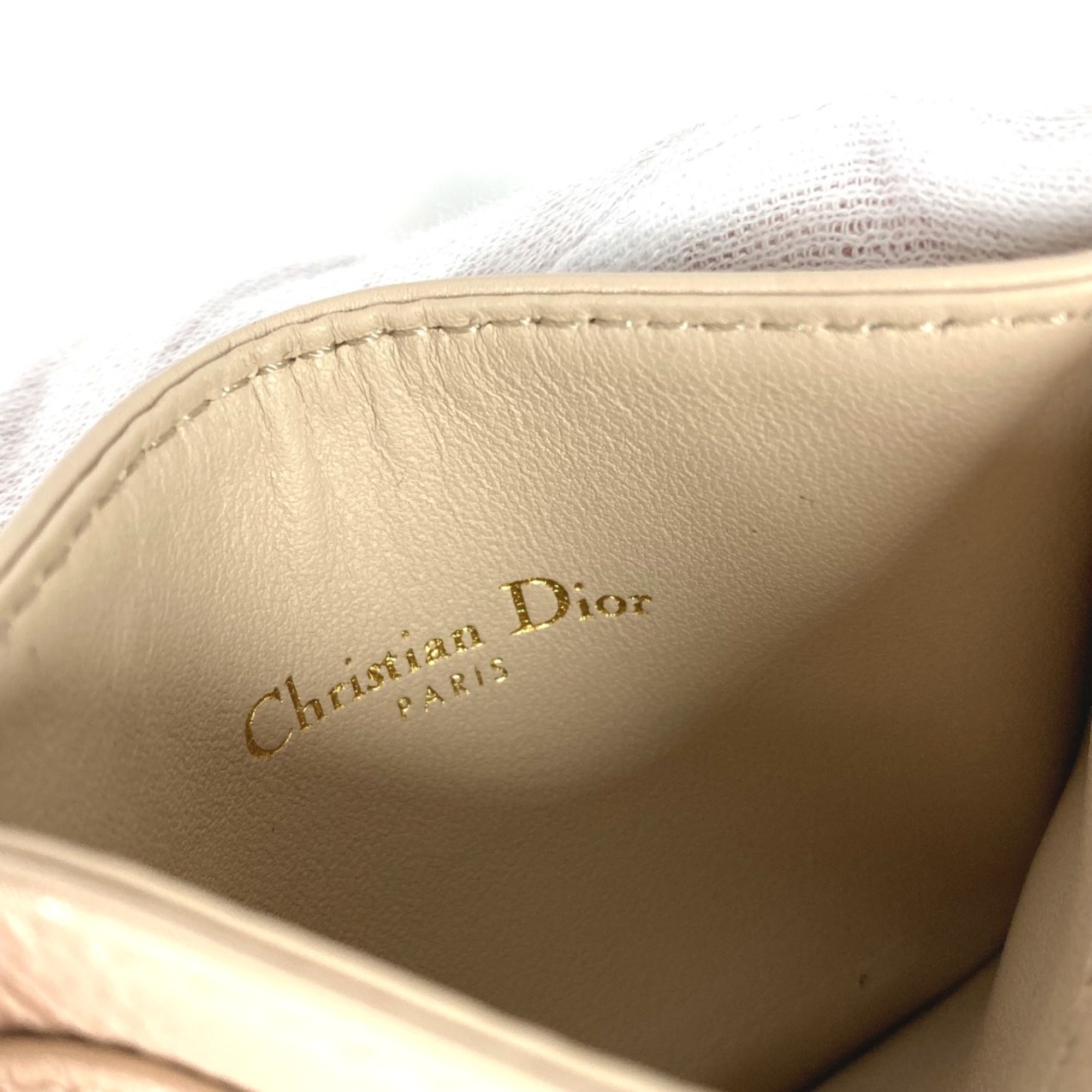 CHRISTIAN DIOR Cannage Business Card Holder Pass Case Card Case Beige