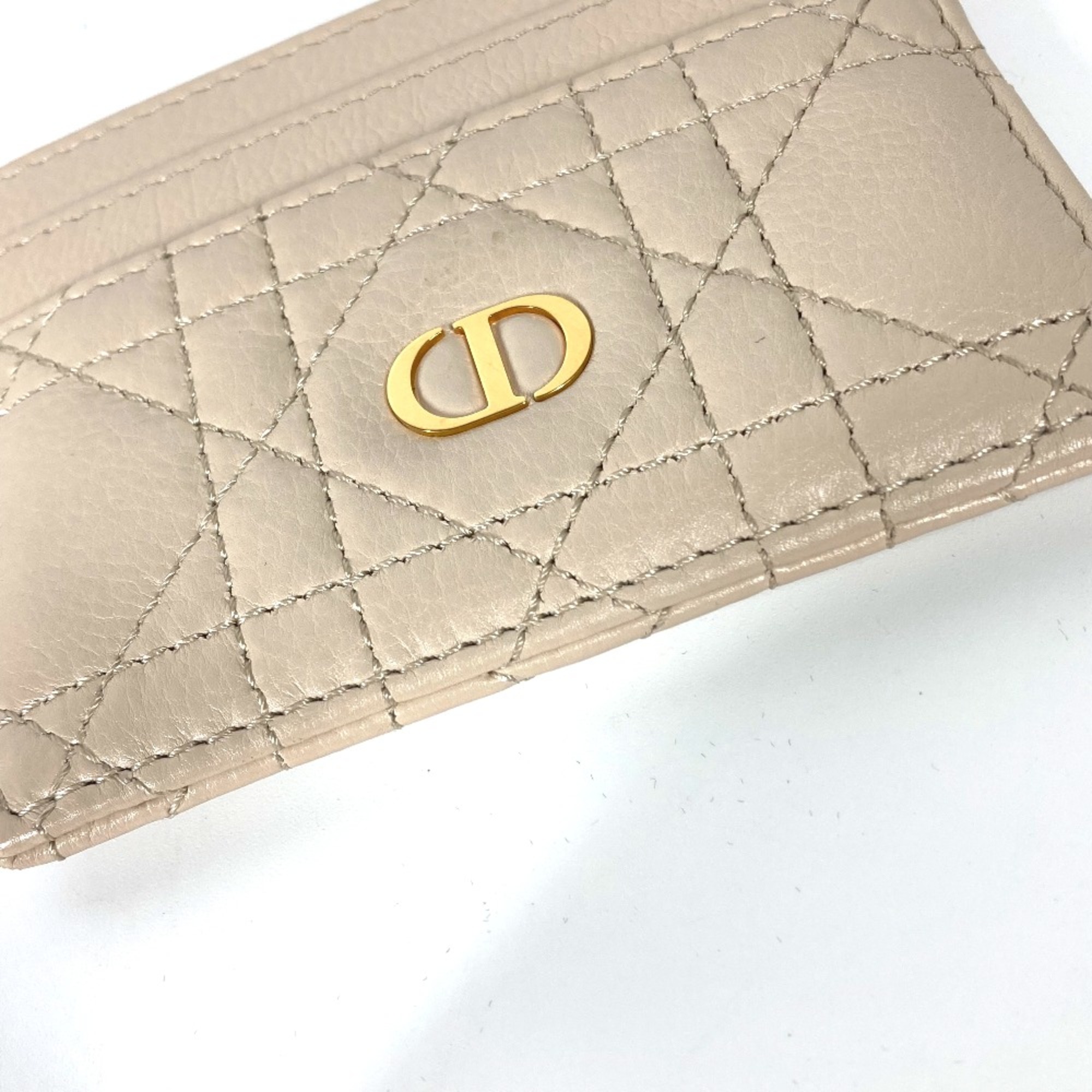 CHRISTIAN DIOR Cannage Business Card Holder Pass Case Card Case Beige