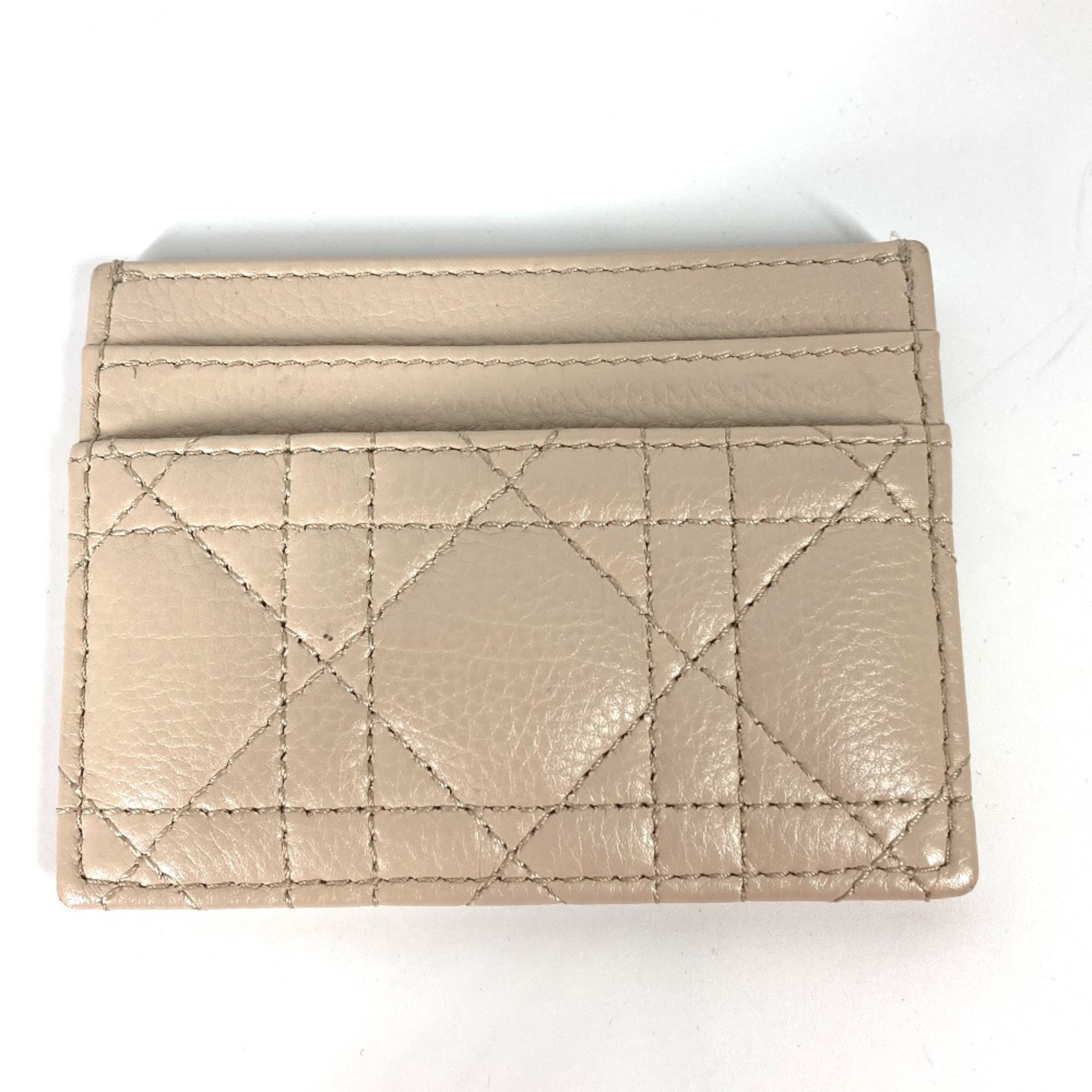 CHRISTIAN DIOR Cannage Business Card Holder Pass Case Card Case Beige