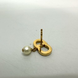 CHRISTIAN DIOR Logo CD Faux pearl stone Pierce Gold