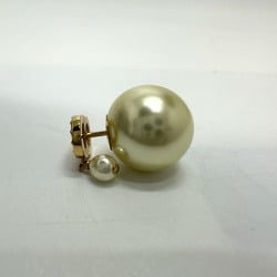 CHRISTIAN DIOR Logo CD Faux pearl stone Pierce Gold