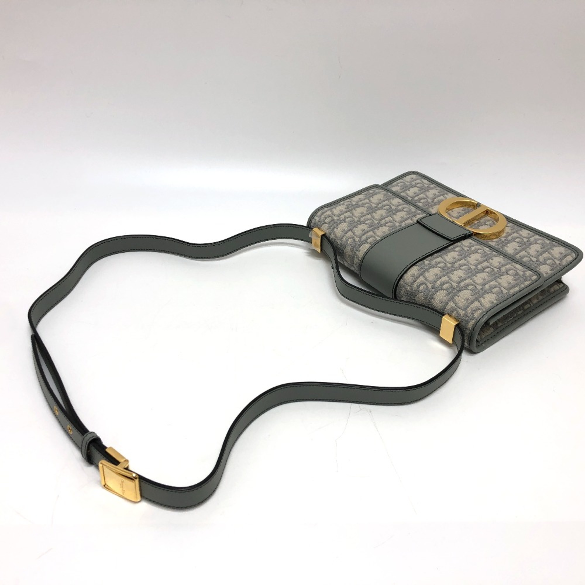 CHRISTIAN DIOR CD logo Montaigne Oblique bag shawl Crossbody Shoulder Bag gray GoldHardware