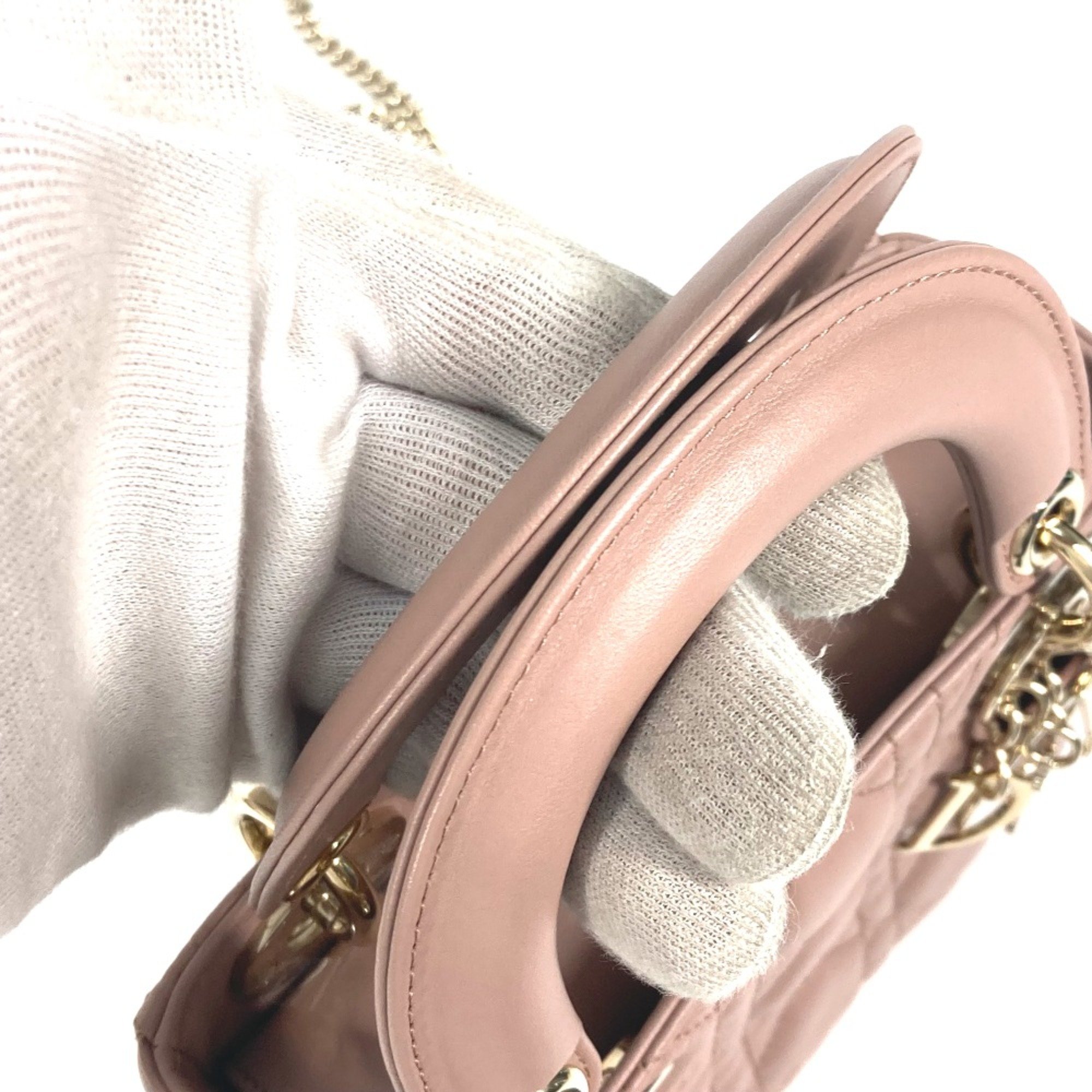 CHRISTIAN DIOR M0505ONGE_M50P Lady CHRISTIAN DIOR Cannage Chain Shoulder Bag Crossbody Bag Hand Bag Pink BeigeBased