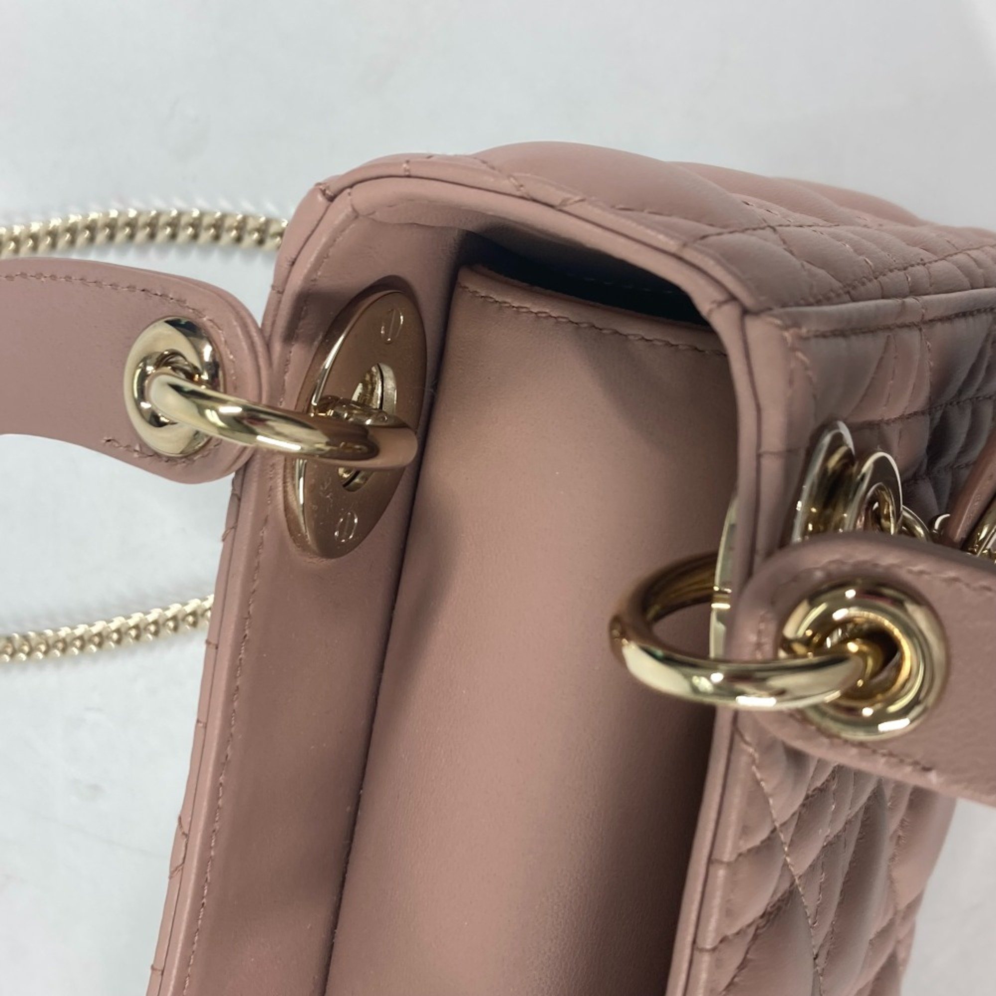 CHRISTIAN DIOR M0505ONGE_M50P Lady CHRISTIAN DIOR Cannage Chain Shoulder Bag Crossbody Bag Hand Bag Pink BeigeBased