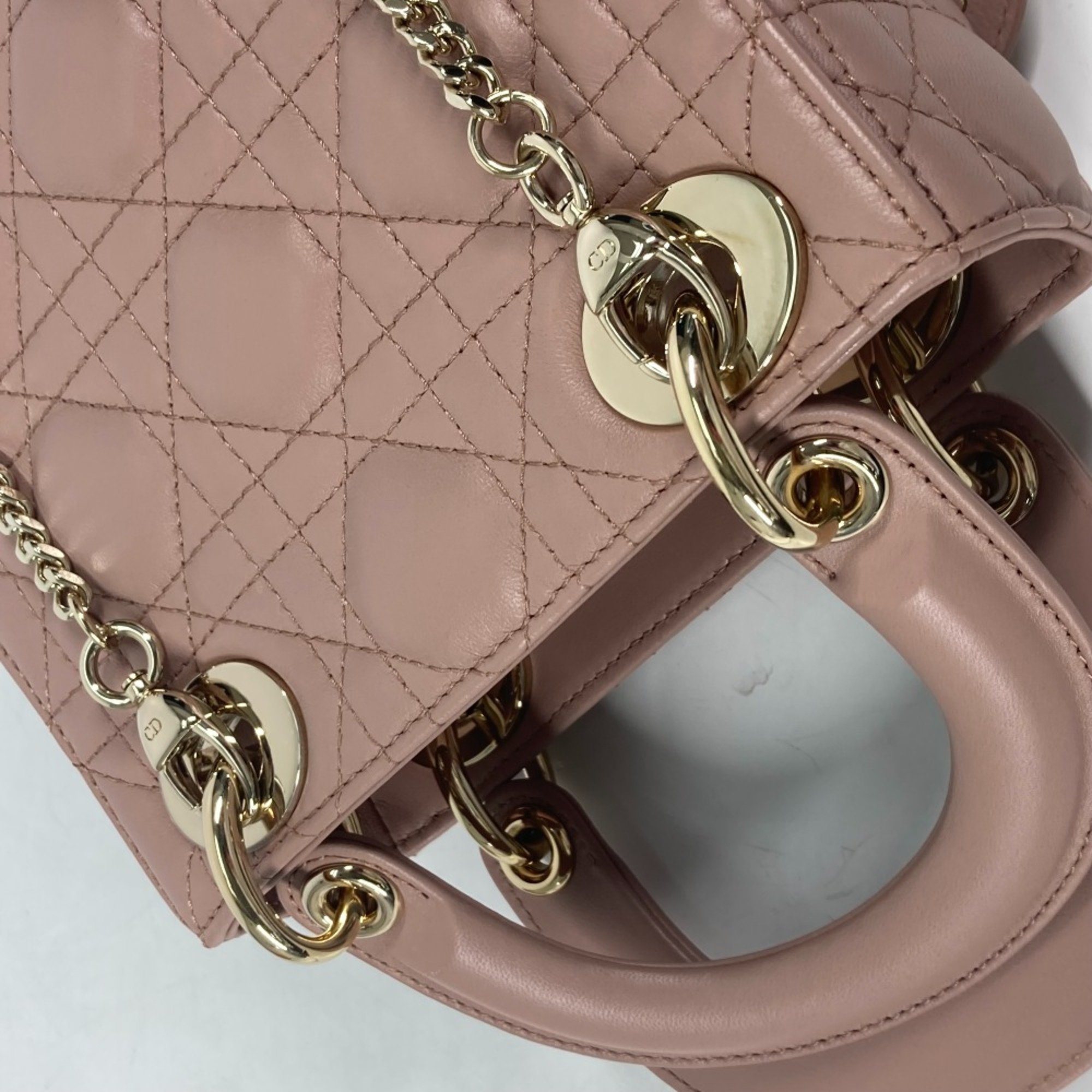 CHRISTIAN DIOR M0505ONGE_M50P Lady CHRISTIAN DIOR Cannage Chain Shoulder Bag Crossbody Bag Hand Bag Pink BeigeBased