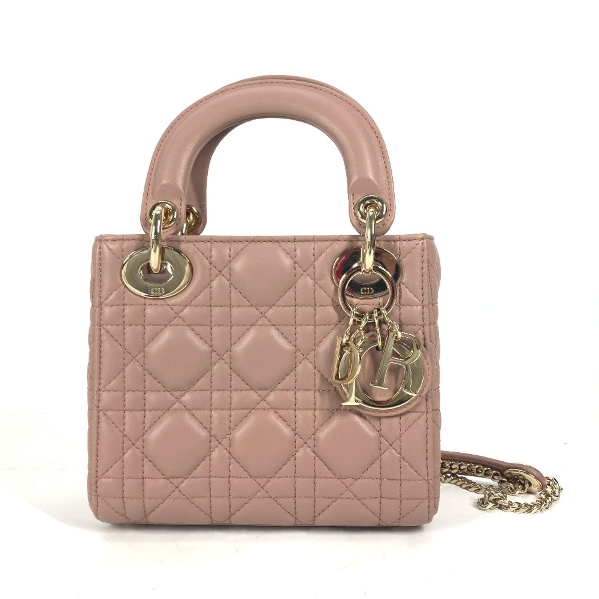 CHRISTIAN DIOR M0505ONGE M50P Lady CHRISTIAN DIOR Cannage Chain Shoulder Bag Crossbody Bag Hand Bag Pink BeigeBased eLADY Globazone