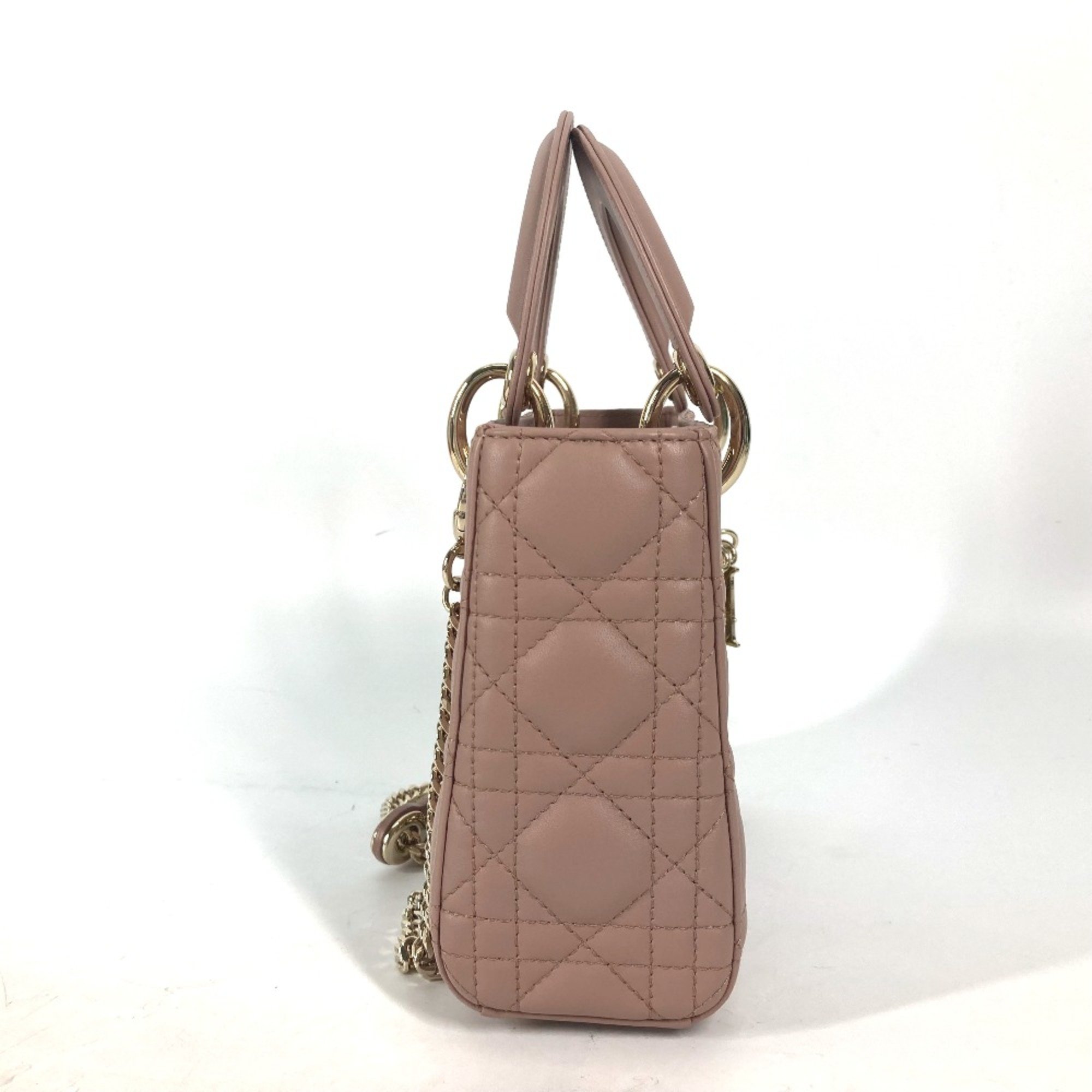 CHRISTIAN DIOR M0505ONGE_M50P Lady CHRISTIAN DIOR Cannage Chain Shoulder Bag Crossbody Bag Hand Bag Pink BeigeBased