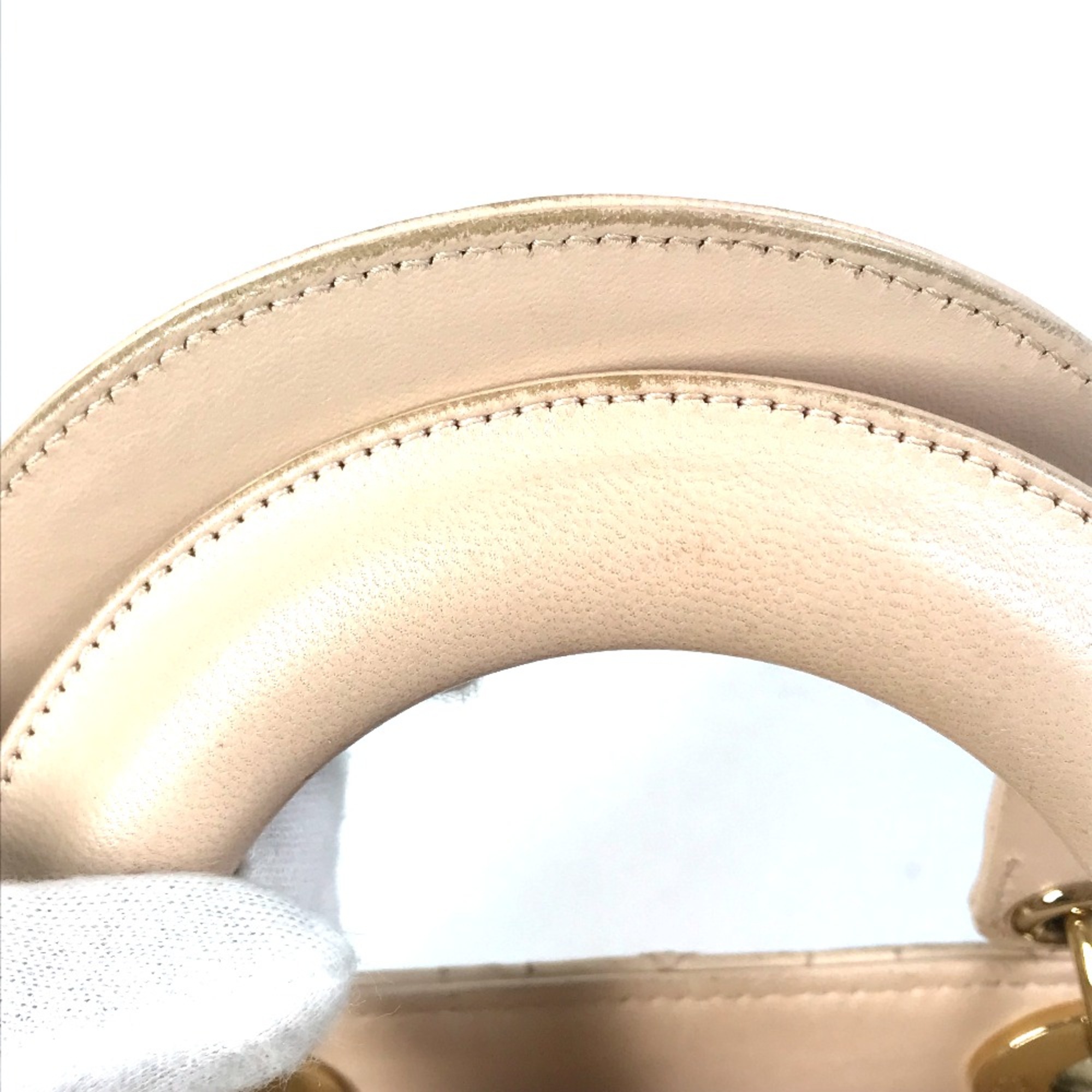 CHRISTIAN DIOR Mini 2WAY Hand Bag Pink Beige Beige