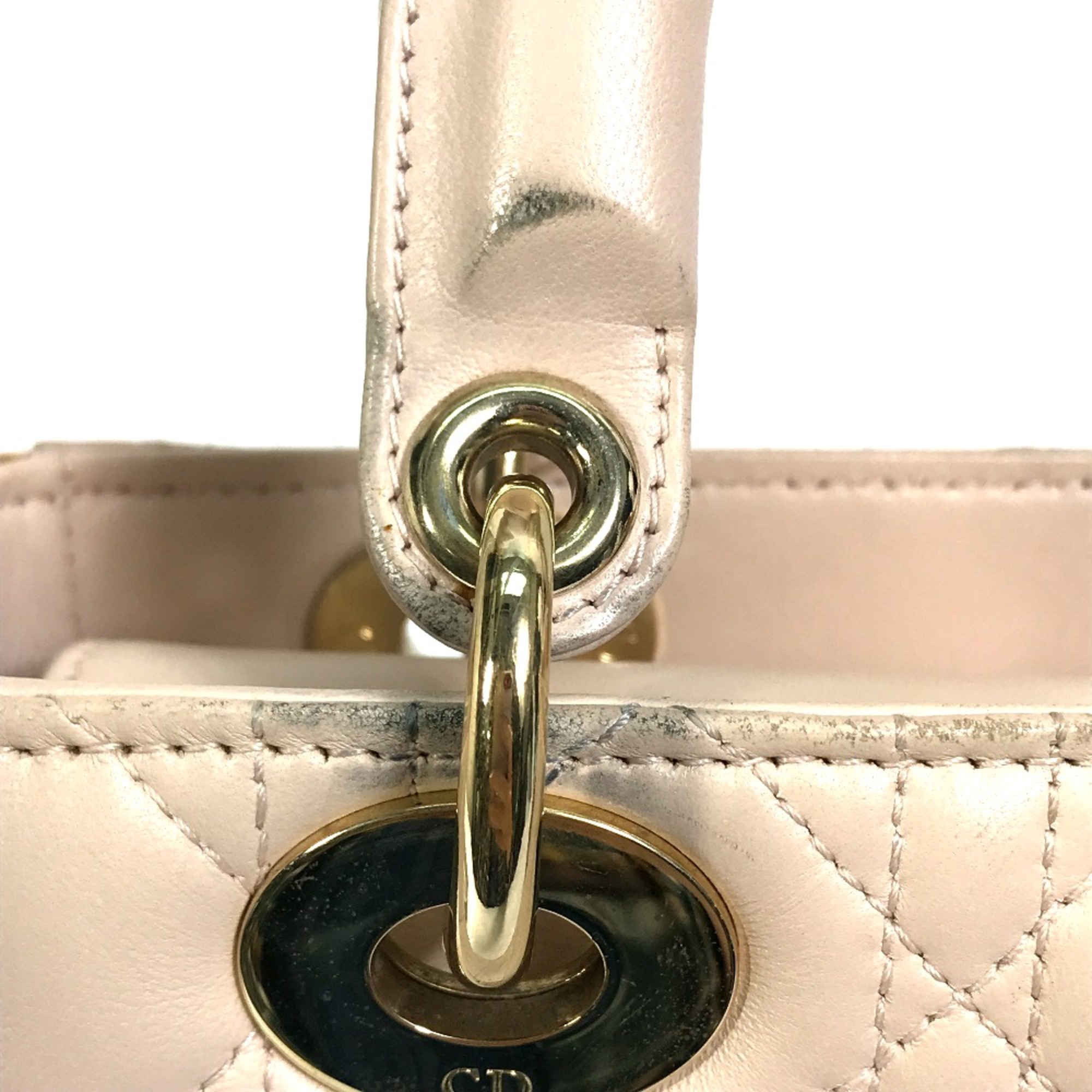 CHRISTIAN DIOR Mini 2WAY Hand Bag Pink Beige Beige