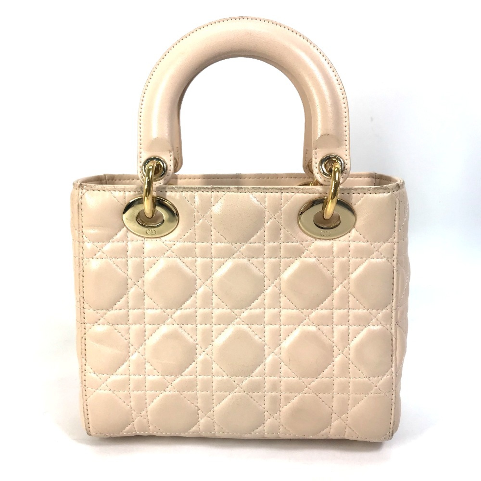 CHRISTIAN DIOR Mini 2WAY Hand Bag Pink Beige Beige