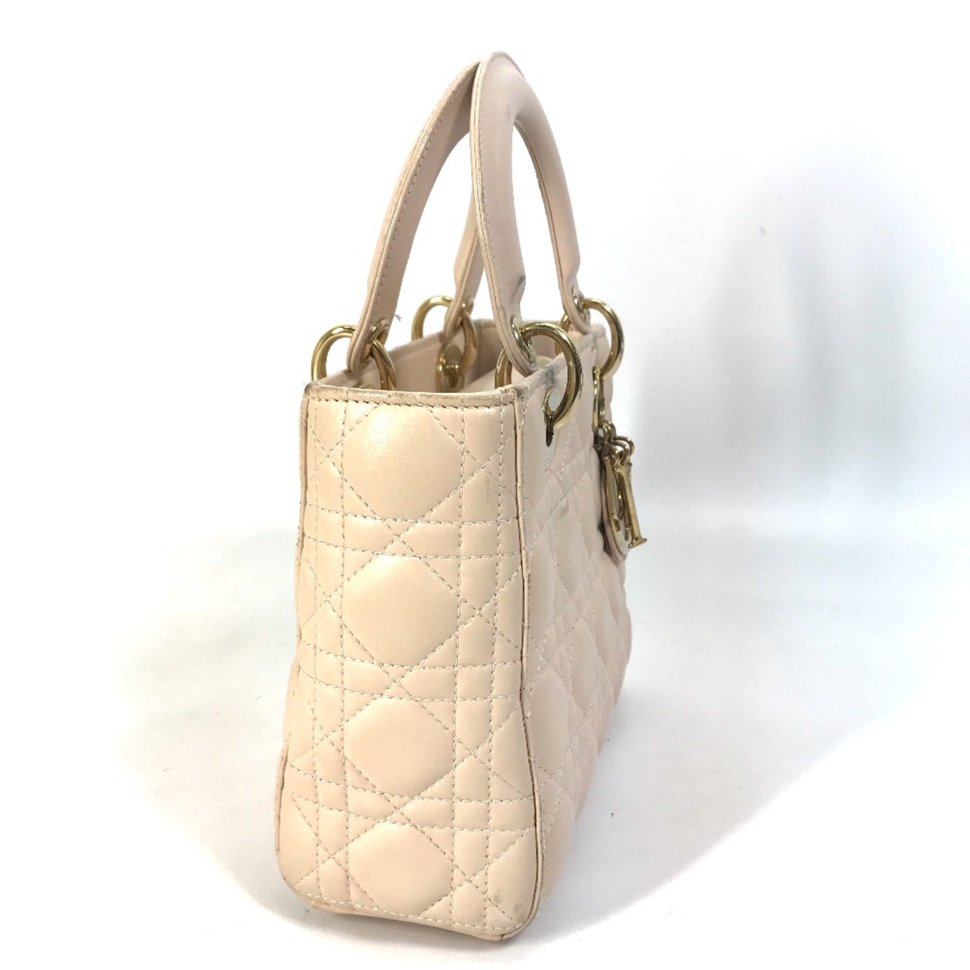 CHRISTIAN DIOR Mini 2WAY Hand Bag Pink Beige Beige