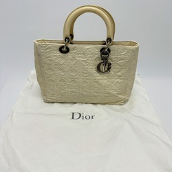 CHRISTIAN DIOR Cannage Quilted bag Hand Bag IvoryBased SilverHardware