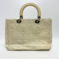 CHRISTIAN DIOR Cannage Quilted bag Hand Bag IvoryBased SilverHardware