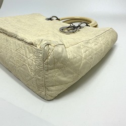 CHRISTIAN DIOR Cannage Quilted bag Hand Bag IvoryBased SilverHardware