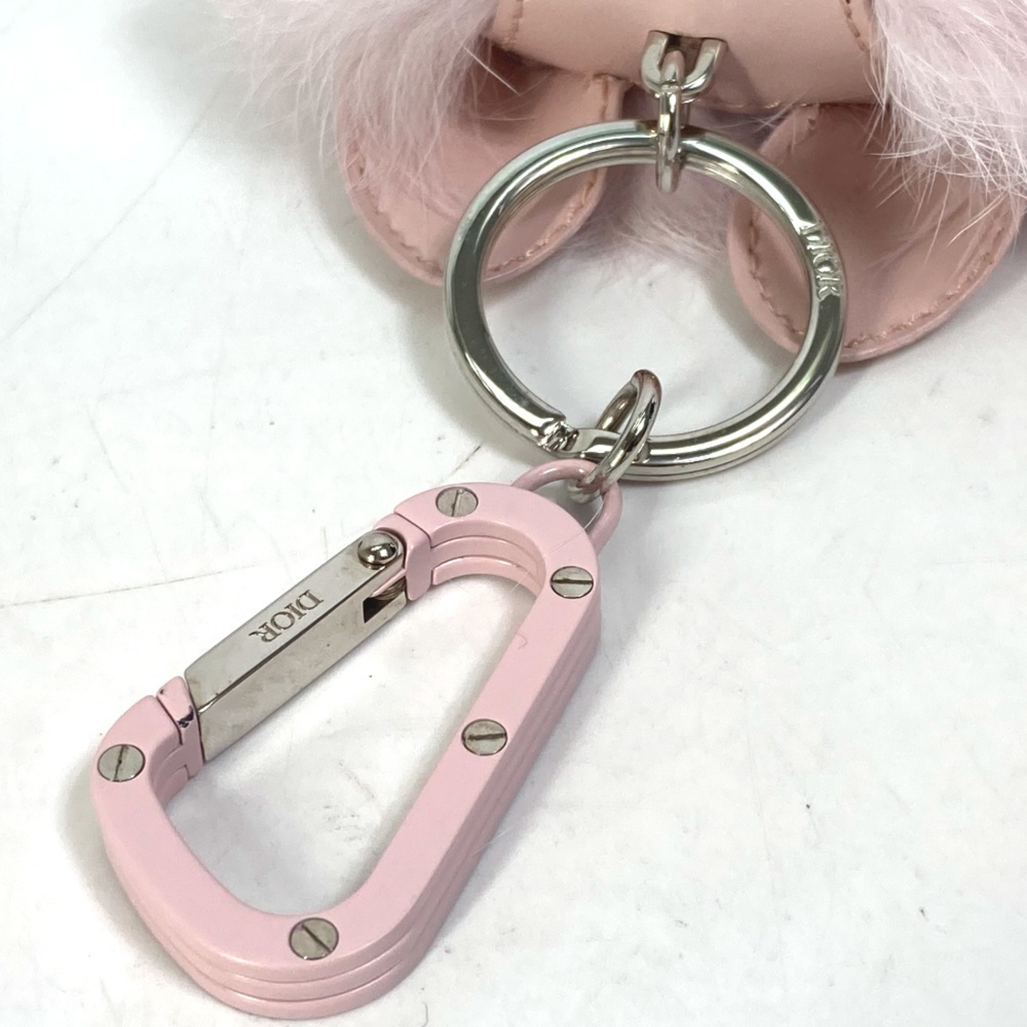 CHRISTIAN DIOR COOKIE Bag Charm carabiner Key Holder pink