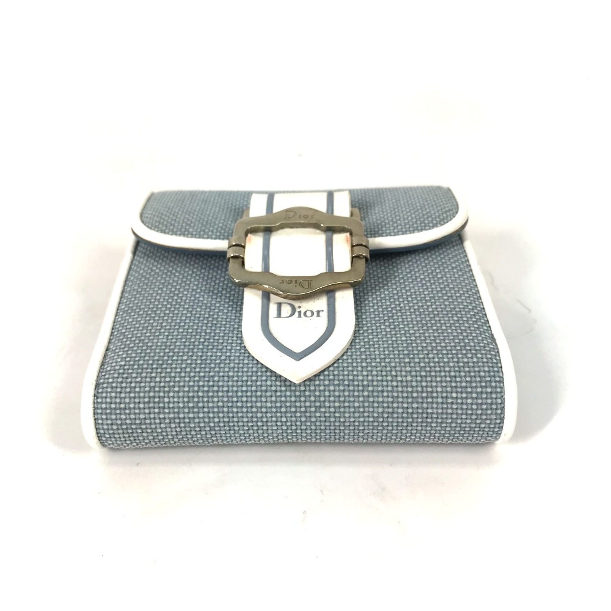 CHRISTIAN DIOR Bicolor logo Compact wallet Folded wallet blue