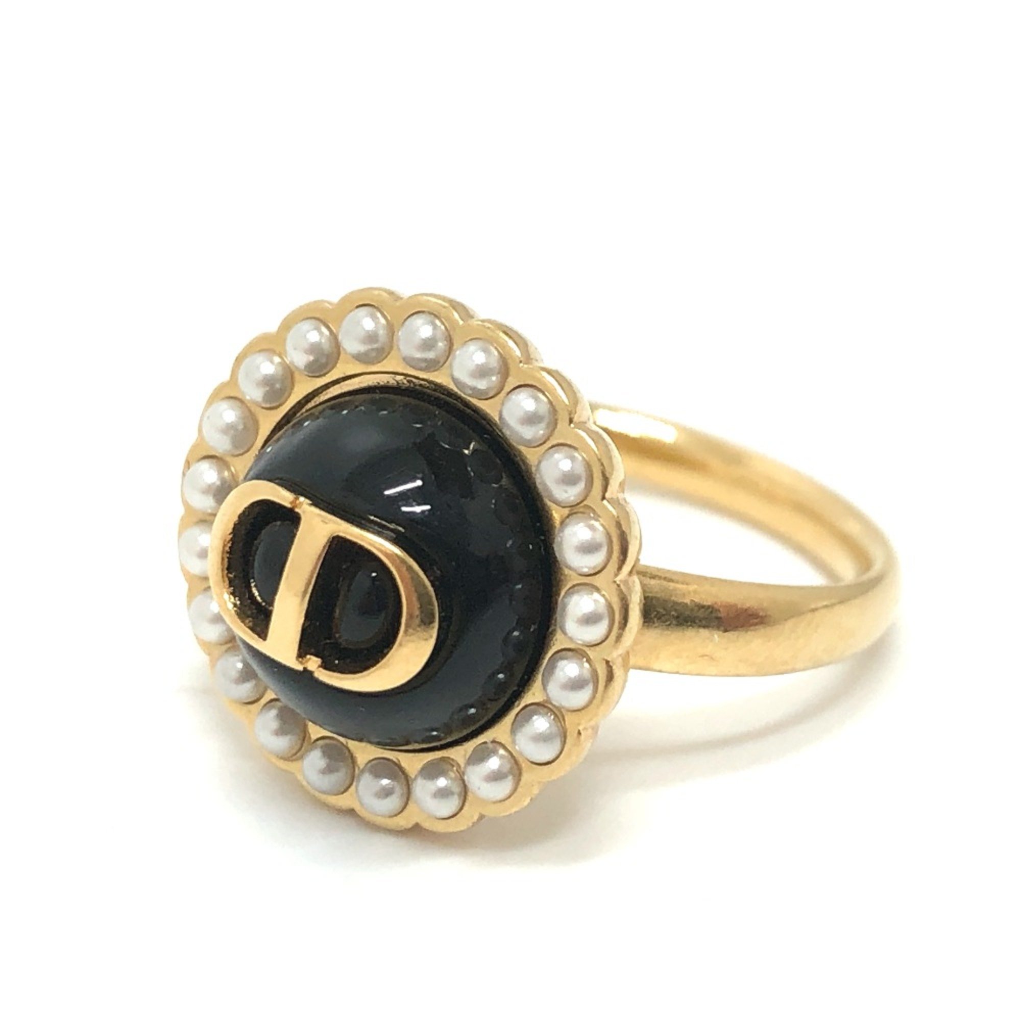 CHRISTIAN DIOR CD ring Ring Gold Black/White