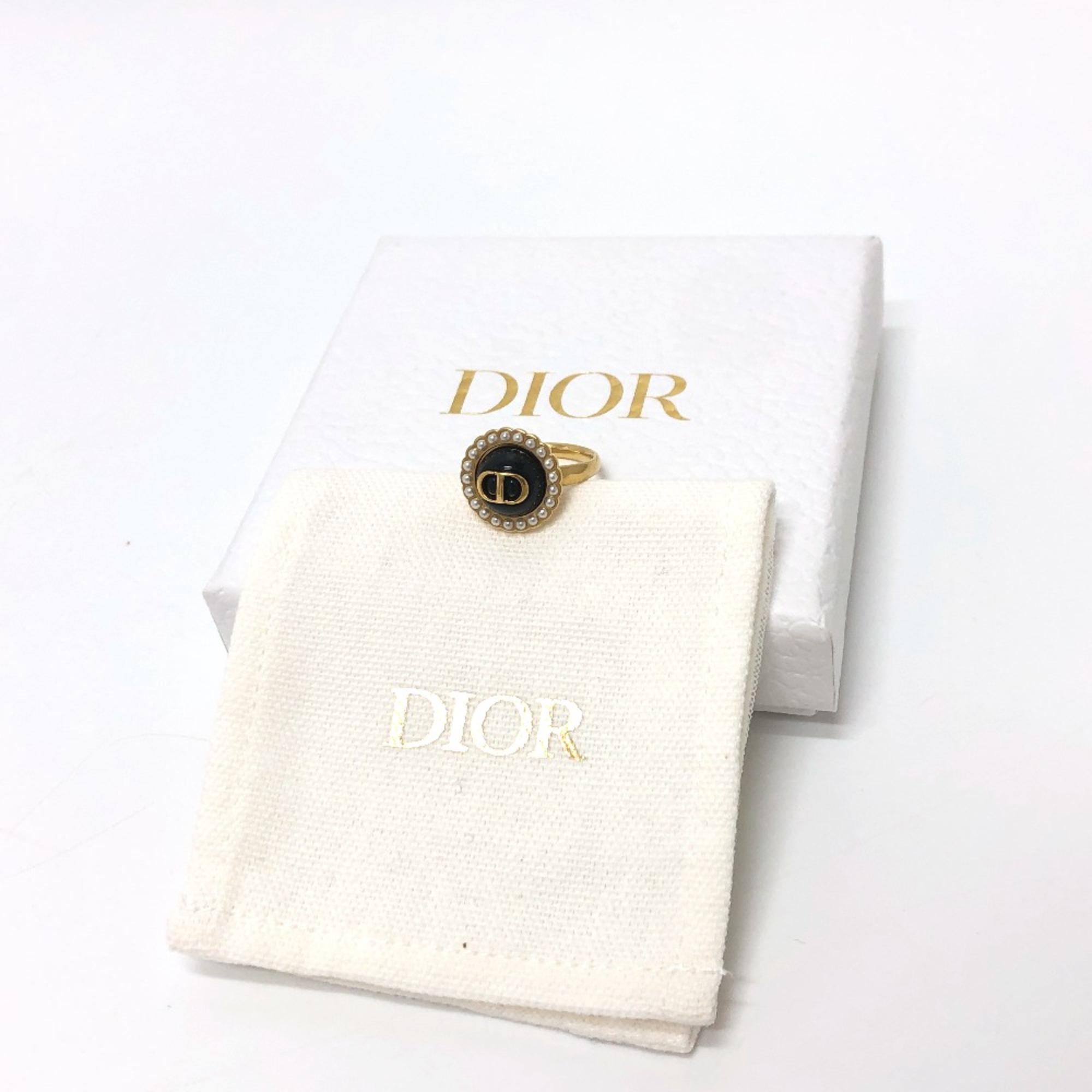 CHRISTIAN DIOR CD ring Ring Gold Black/White