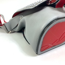 Christian Louboutin Spike studs Bag Crossbody Hand Bag Shoulder Bag Gray x Red