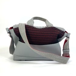 Christian Louboutin Spike studs Bag Crossbody Hand Bag Shoulder Bag Gray x Red