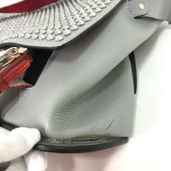 Christian Louboutin Spike studs Bag Crossbody Hand Bag Shoulder Bag Gray x Red