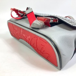 Christian Louboutin Spike studs Bag Crossbody Hand Bag Shoulder Bag Gray x Red