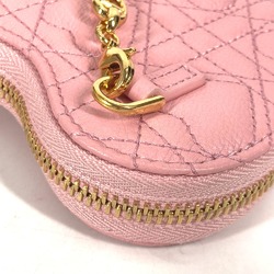 CHRISTIAN DIOR Pochette Crossbody 2WAY Bag Pouch Chain Bag Heart Cannage Shoulder Bag pink GoldHardware