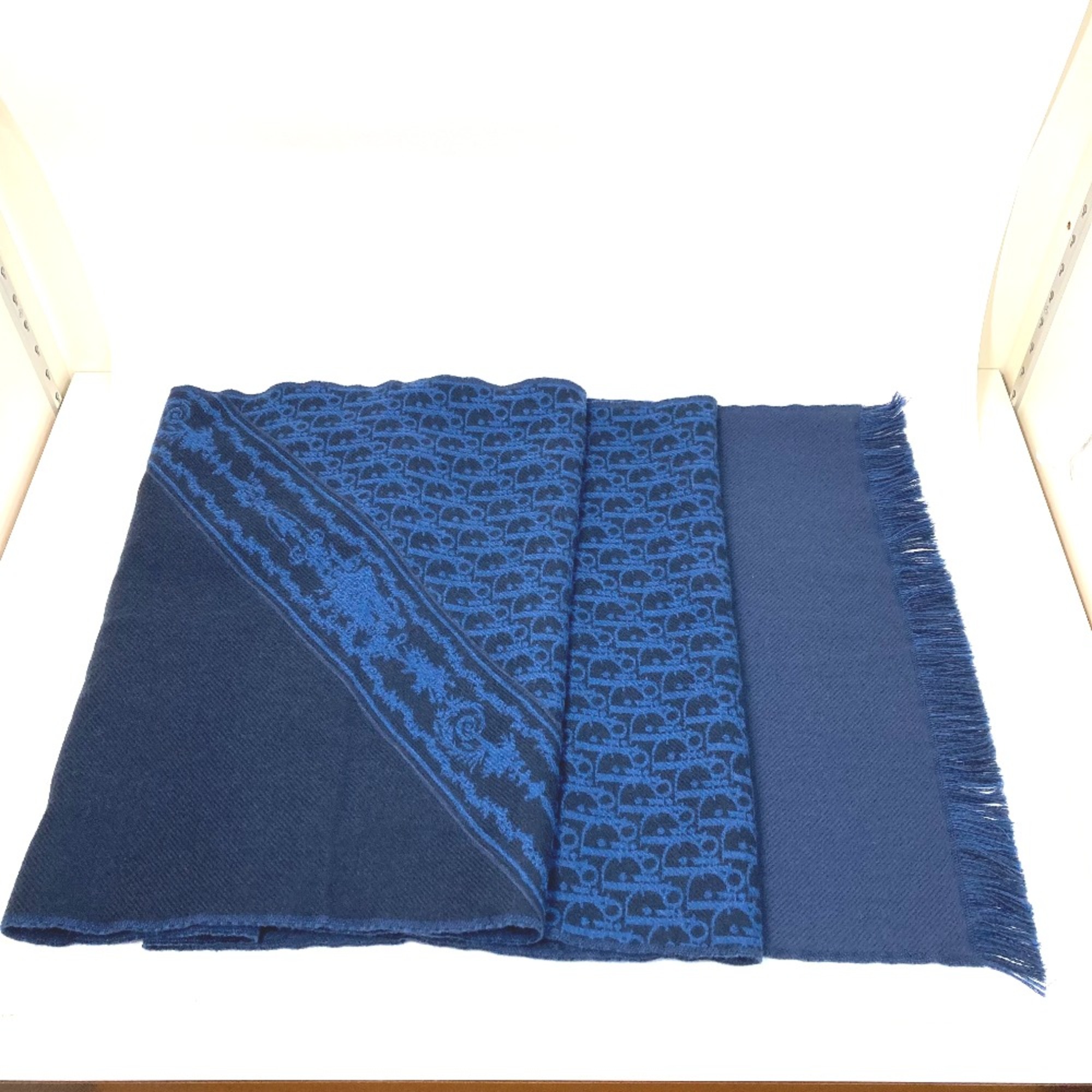 CHRISTIAN DIOR 24E0004A0741 fringe Scarf blue