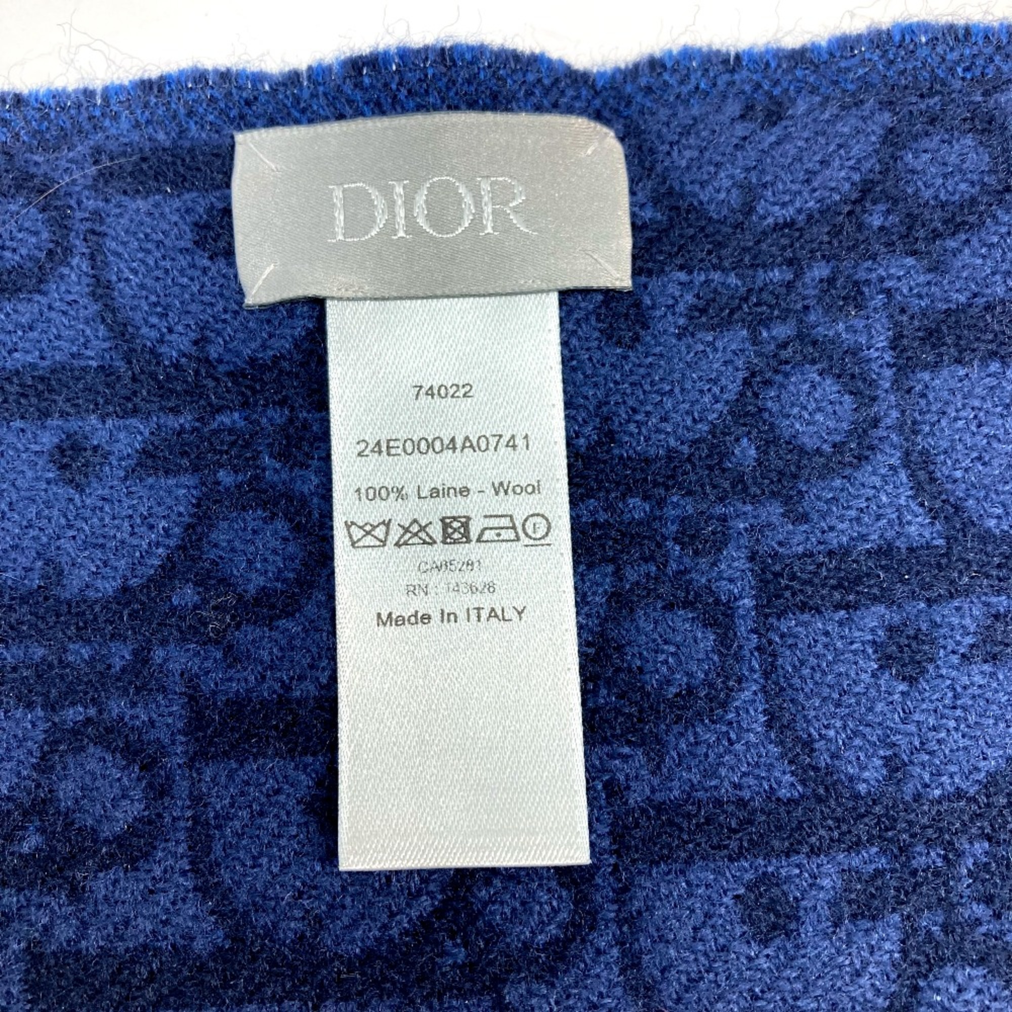 CHRISTIAN DIOR 24E0004A0741 fringe Scarf blue