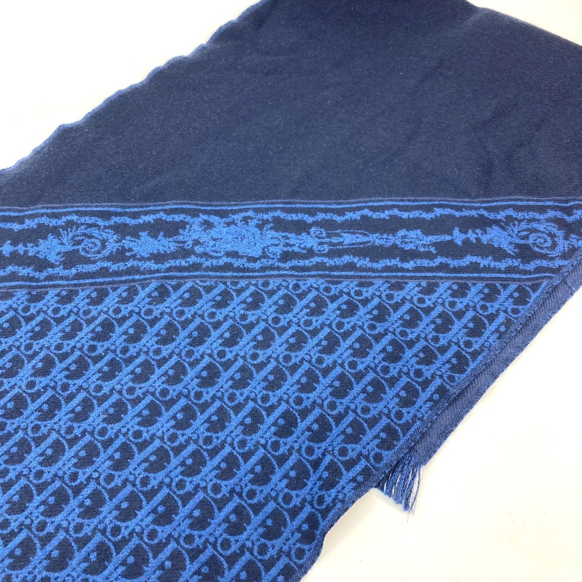 CHRISTIAN DIOR 24E0004A0741 fringe Scarf blue