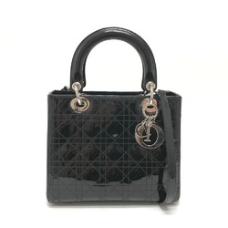 CHRISTIAN DIOR Cannage 2WAY bag Hand Bag Black SilverHardware