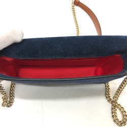 Christian Louboutin 1195313 logo Denim Chain Shoulder Bag Navy Based GoldHardware