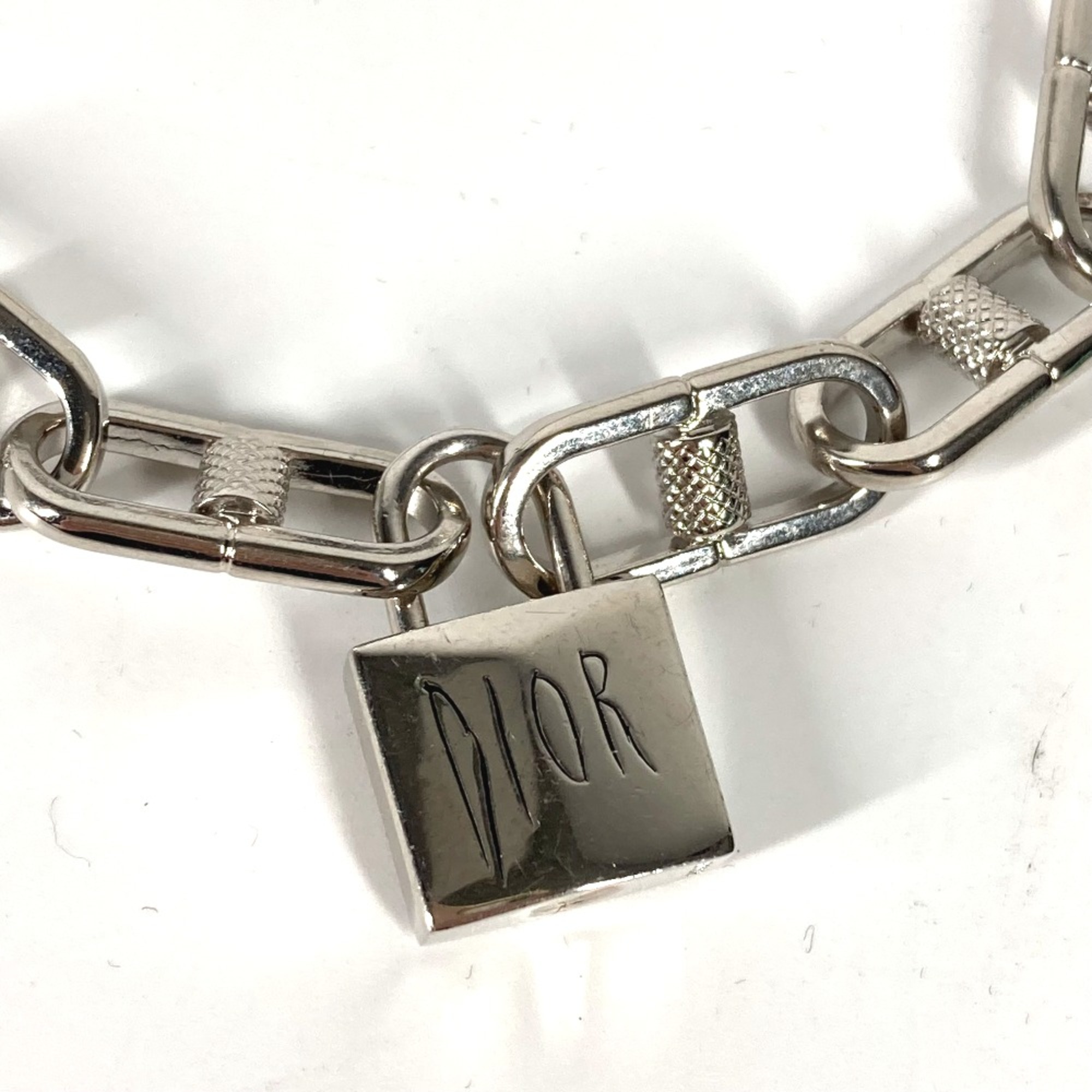 CHRISTIAN DIOR Padlock key Chain accessories Bracelet Silver