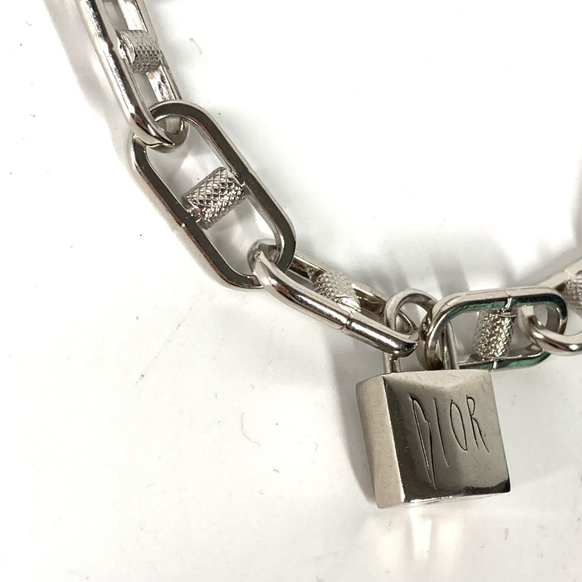 CHRISTIAN DIOR Padlock key Chain accessories Bracelet Silver