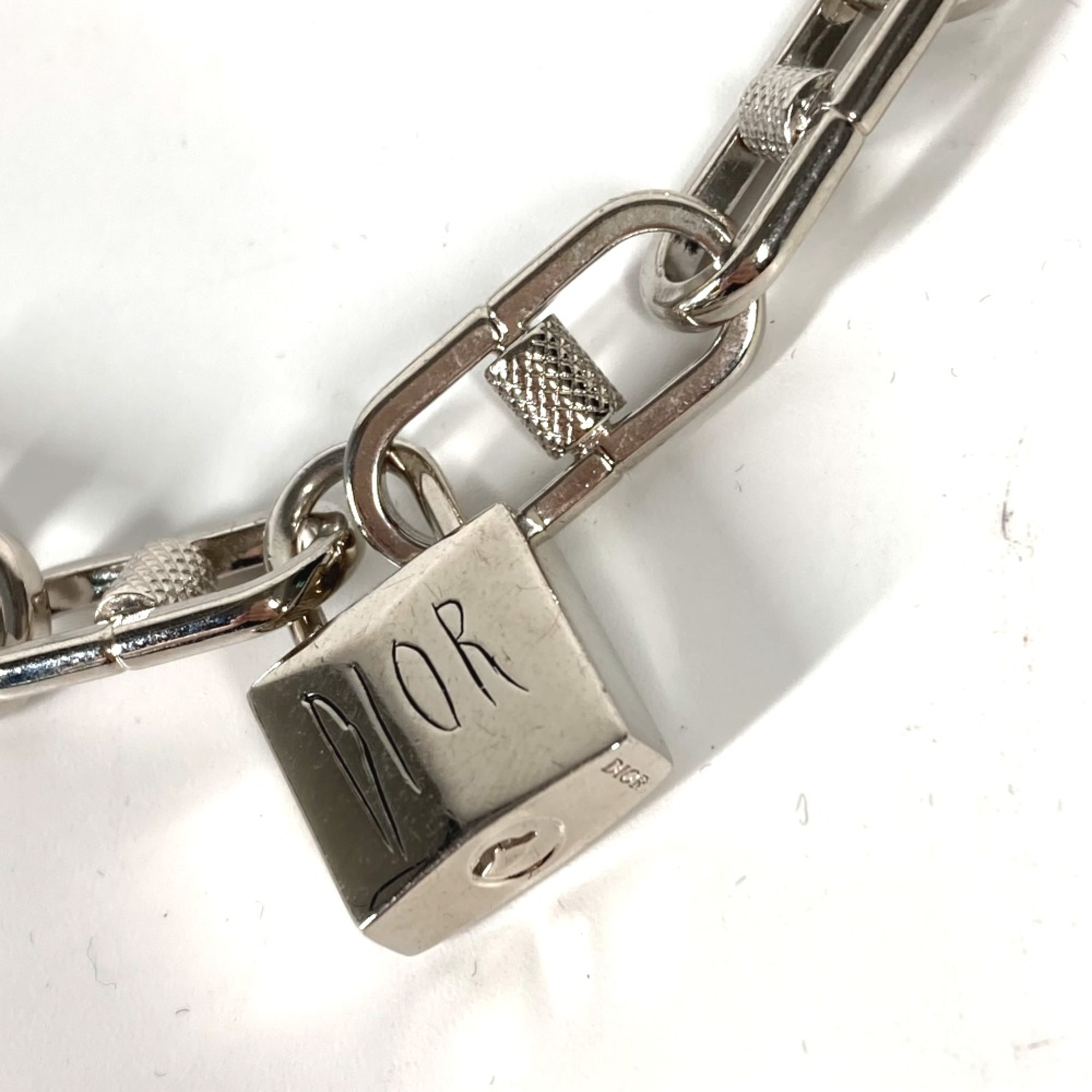 CHRISTIAN DIOR Padlock key Chain accessories Bracelet Silver