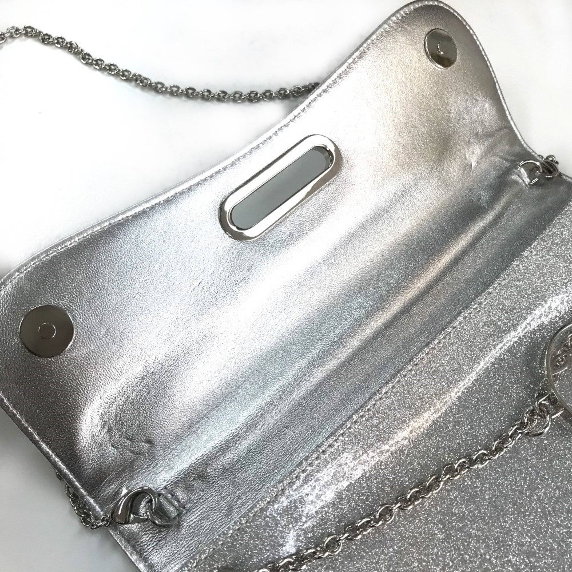 Christian Louboutin 1145132 Glitter 2WAY Chain Shoulder Bag Clutch bag Silver SilverHardware