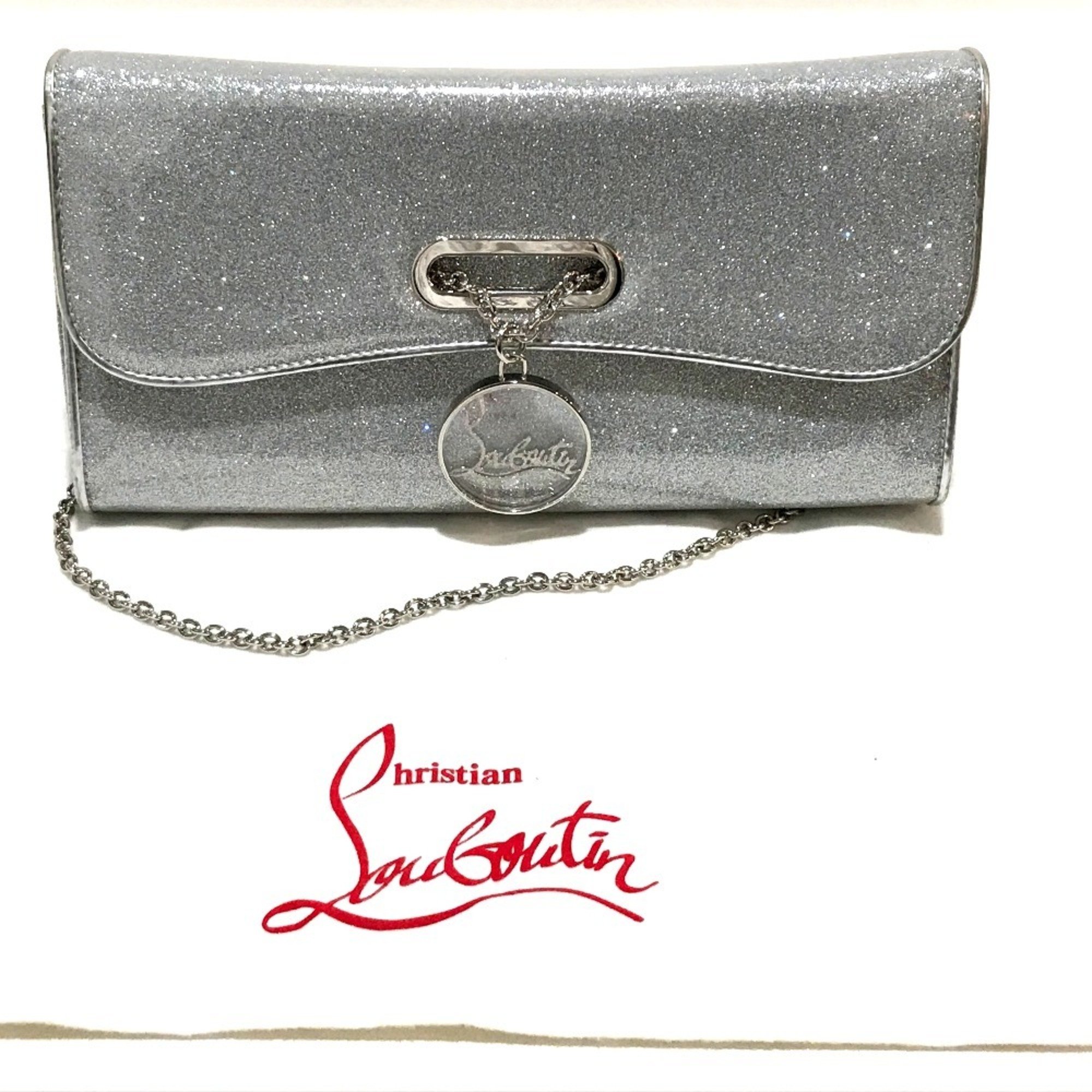 Christian Louboutin 1145132 Glitter 2WAY Chain Shoulder Bag Clutch bag Silver SilverHardware