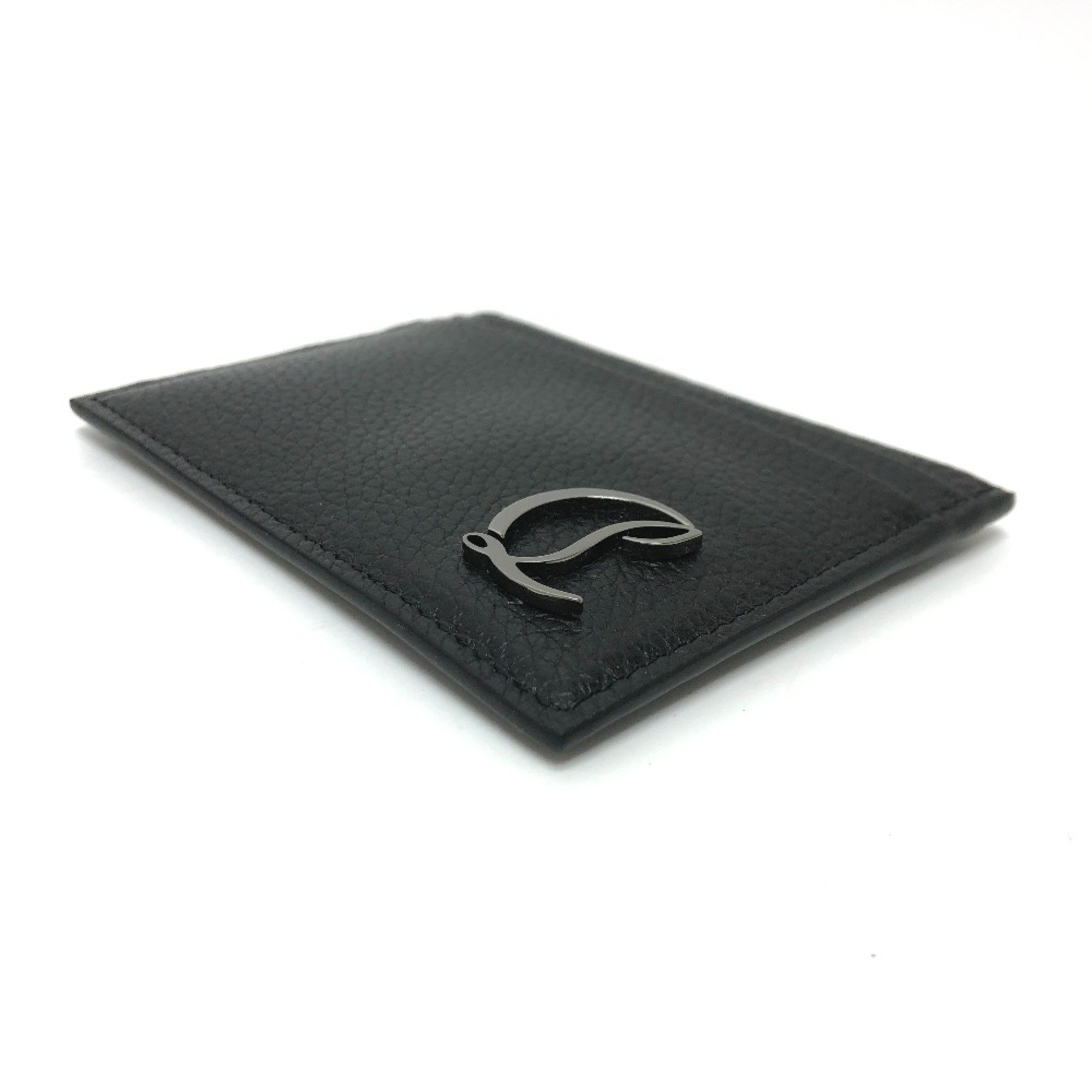 Christian Louboutin logo Business card holder Card Case Black Gunmetal