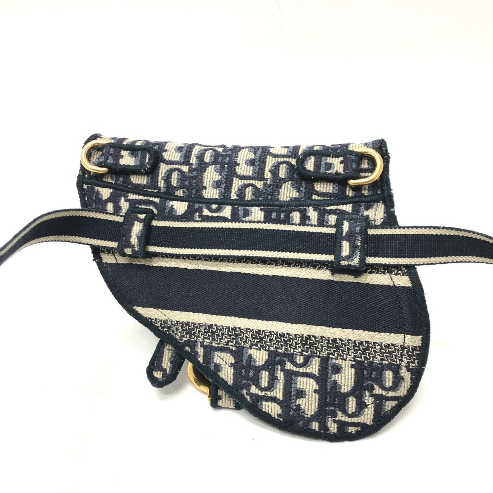 CHRISTIAN DIOR S5632CRIW saddle flat belt pouch Waist Pouch Navy GoldHardware