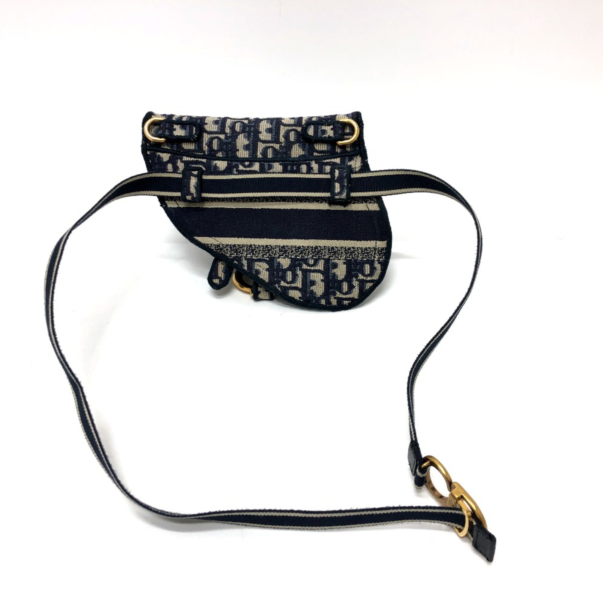 CHRISTIAN DIOR S5632CRIW saddle flat belt pouch Waist Pouch Navy GoldHardware