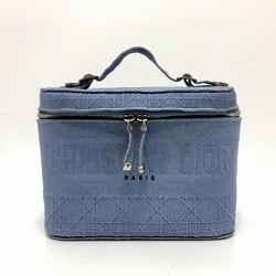 CHRISTIAN DIOR Embroidery Vanity bag blue SilverHardware