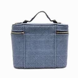 CHRISTIAN DIOR Embroidery Vanity bag blue SilverHardware