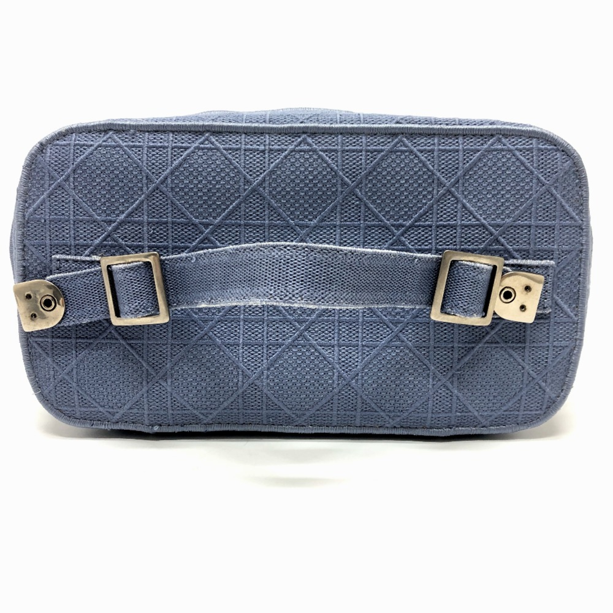 CHRISTIAN DIOR Embroidery Vanity bag blue SilverHardware